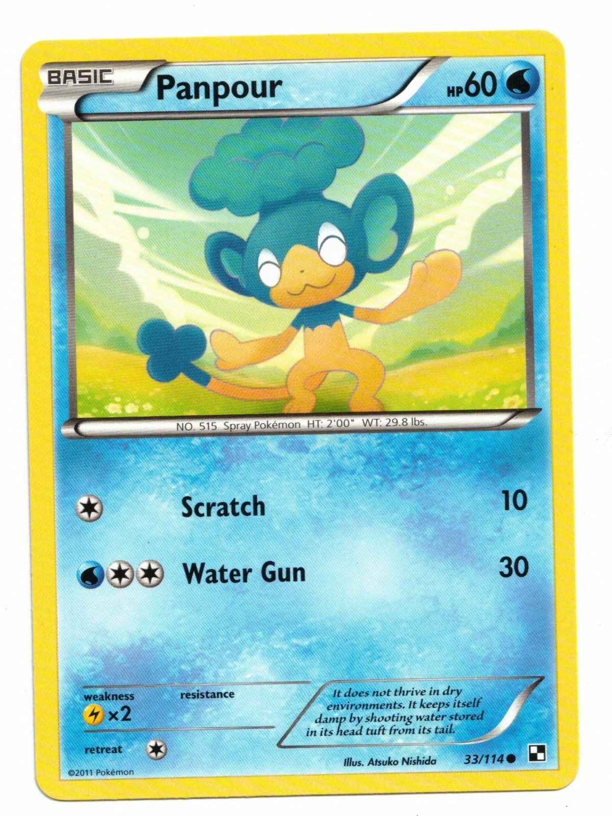 Pokemon Card: Panpour 33/114 Black & White Base Set! NM