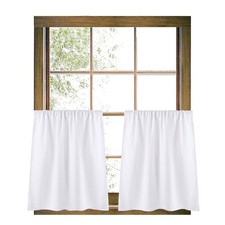 Valea Home Burlap Tier Curtains for Kitchen, 26"W x 24"L Pack of 2 , White