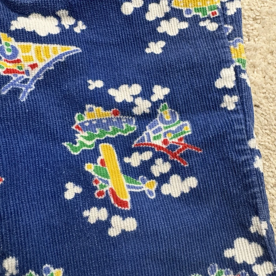 Pantalones de pana vintage para niños pequeños transporte trenes aviones barcos 2T Foto 3 de 4