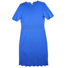 Elie Tahari Dress Womens Sz S or M Royal Blue Fitted Sheath Stretch Short Sleeve