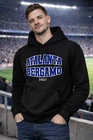 Bergamo 1907 Hooded Sweatshirt Black Color With Print 80% Cotton 20% Polyester.