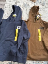 2X CAT Caterpillar Hooded Heavy Construction Equipment Hoodie Sweatshirt Logo S