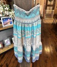 American Eagle Outfitters Strapless Smocked Geometric Midi Dress M/M