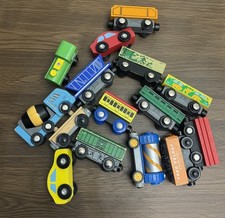 Lot Of 15 Vintage Early 2000s Geoffrey Toy Magnetic Train Cars Plastic, Wooden