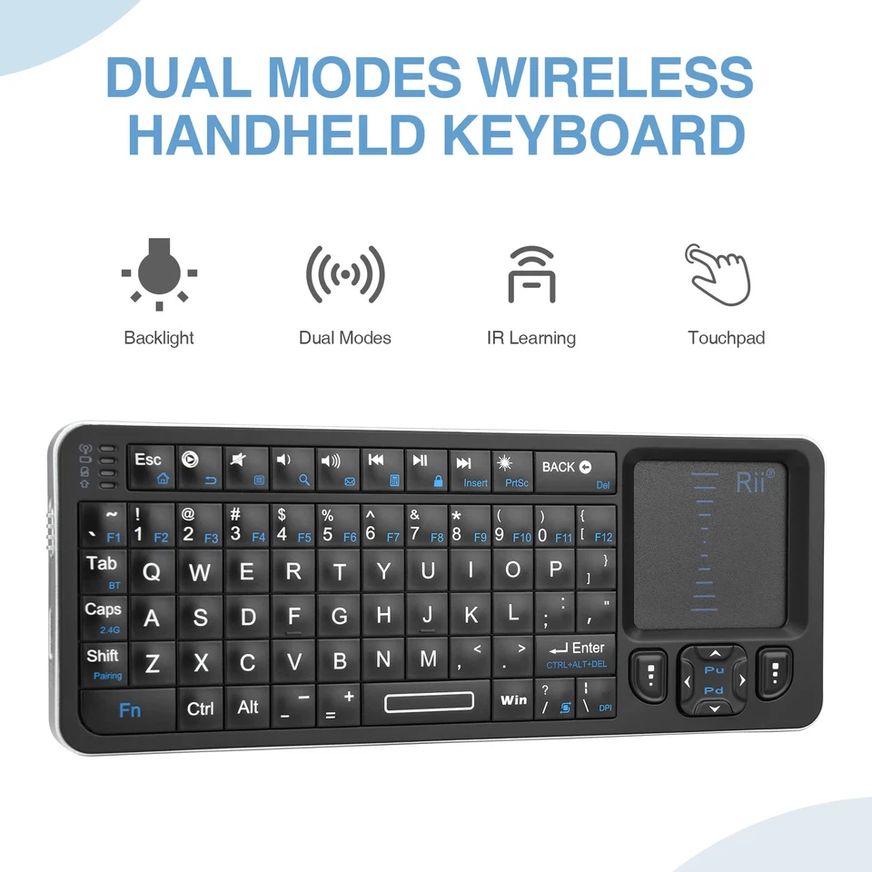 Bluetooth Keyboard,Backlit 2.4GHz Wireless Keyboard with IR Learning Touchpad - Image 2 of 4