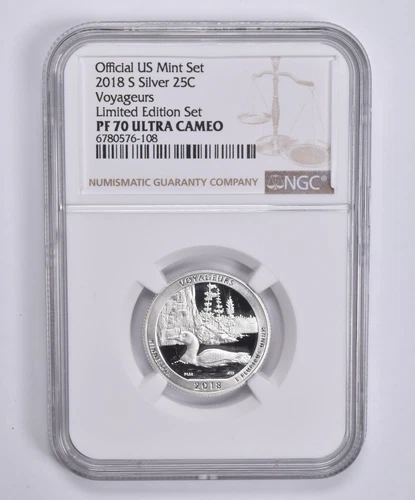 PF70 UCam 2018-S Silver Quarter Voyageurs Limited Edition Set NGC *9086