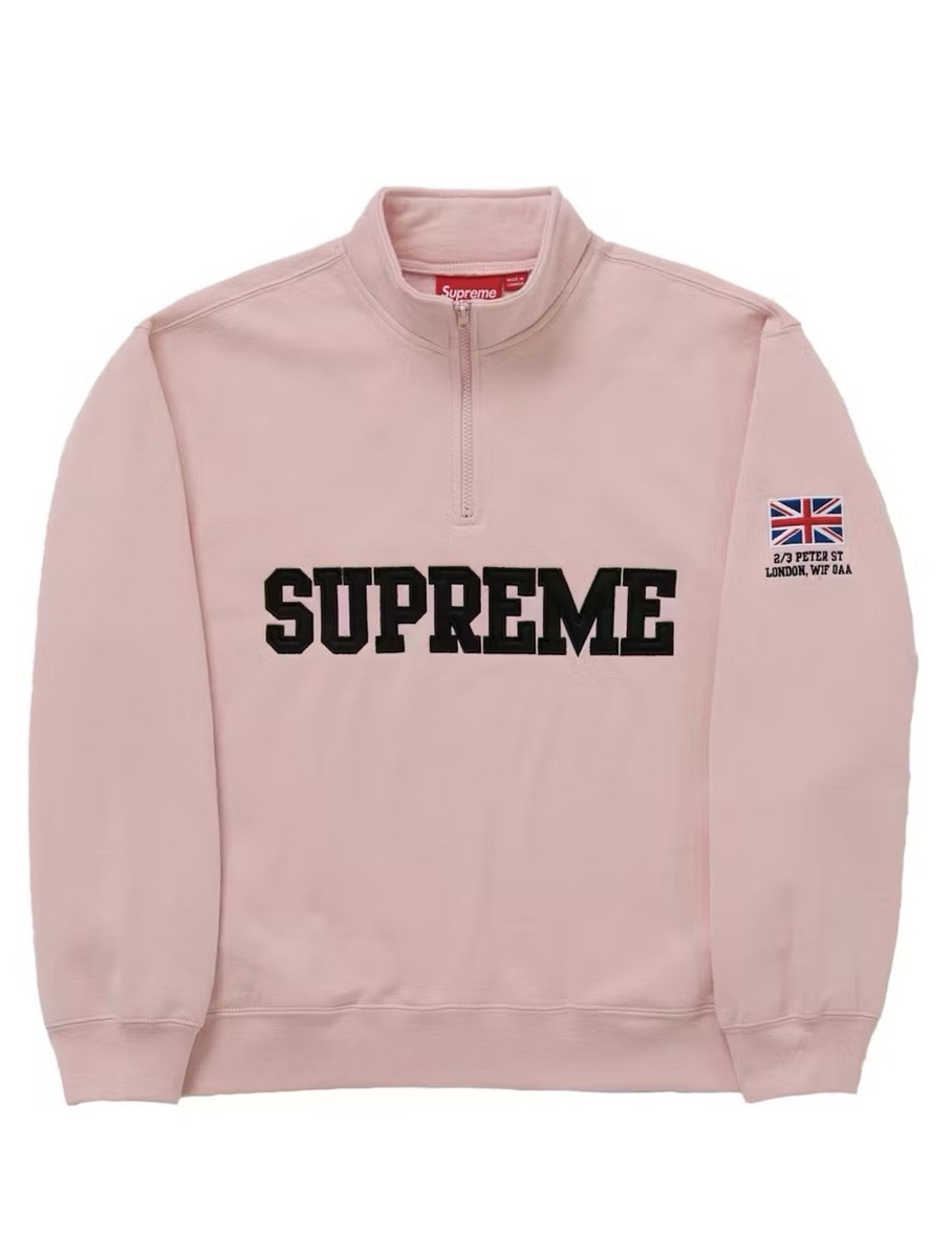 Pullover SUPREME LONDON SHOP FLAG HALF ZIP PULLOVER LIGHT PINK