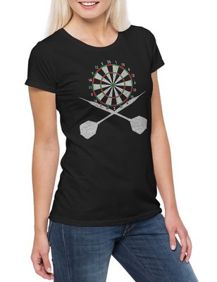 Darts Board And Crossed Dart Damen T-Shirt Player Game Sport Sports Pfeil Scheib