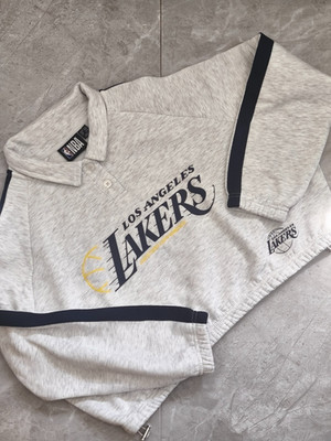 Sudadera Polo Los Angeles Lakers Mujer M NBA Gris Vigoré Crop Retro