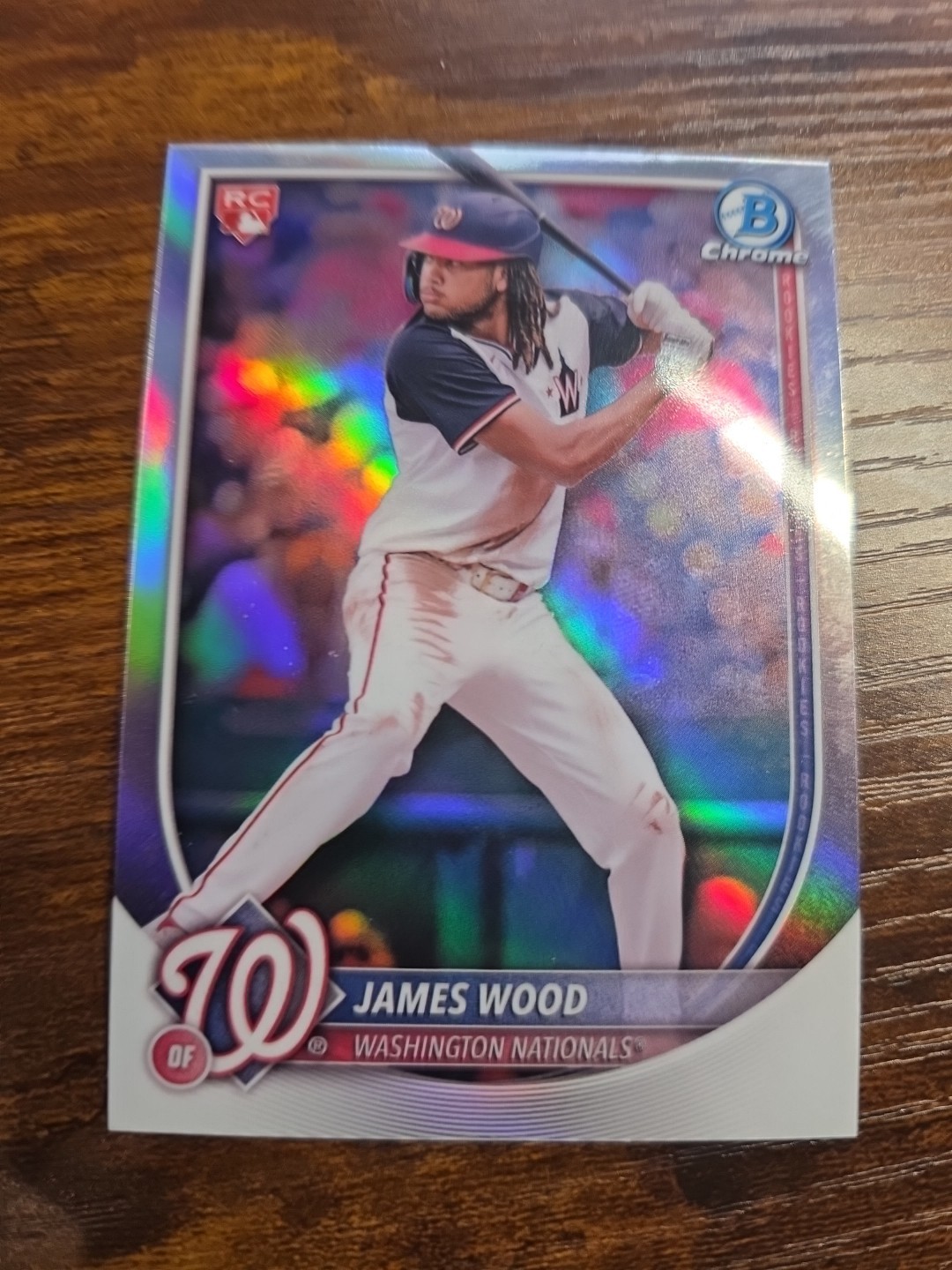 2025 Bowman Chrome Red Rookie Logo James Wood RC Card (#29) - Nationals