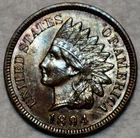 Uncirculated 1894 Indian Head Cent, Razor-Sharp specimen.