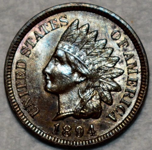 Uncirculated 1894 Indian Head Cent, Razor-Sharp specimen.
