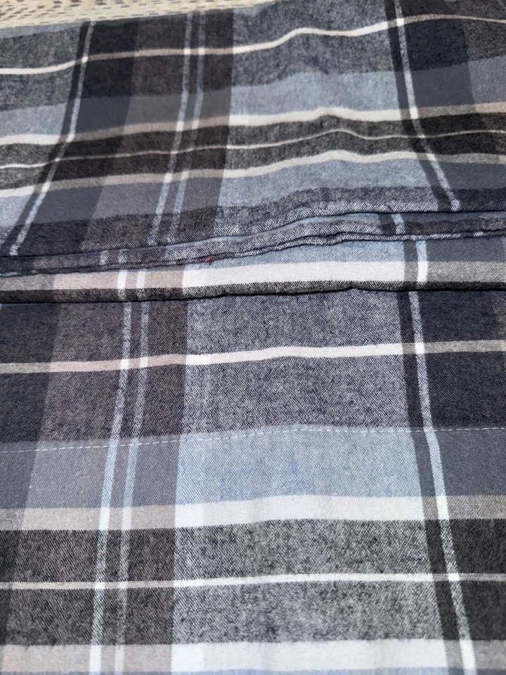 Juego de 2 fundas de almohada Portugal franela azul a cuadros tamaño queen 100 % algodón Foto 3 de 4