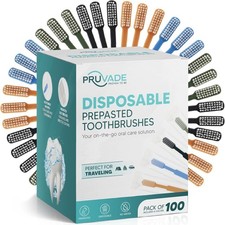 100 Pack Disposable Toothbrushes with Toothpaste, Built in - Prepasted...