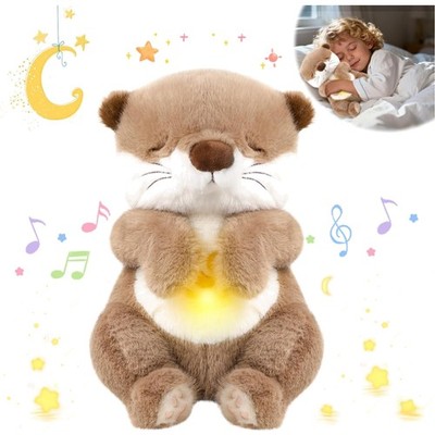 Soothing Otter Baby Plush Toy - Realistic Breathing Movement, Warm Light & So...