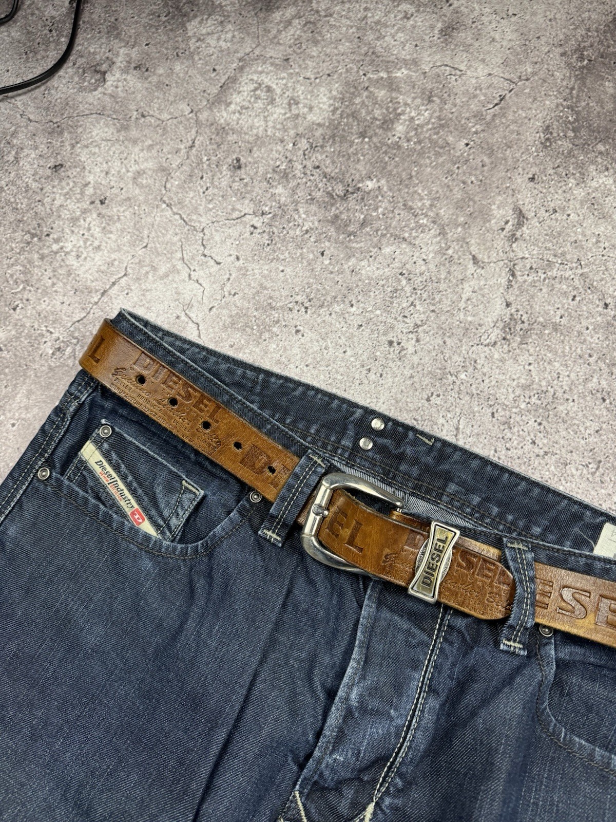 DIESEL BELT VINTAGE Y2K LEATHER WESTERN RARE BELT METAL LOGO ONE SIZE JAPANESSE image 2