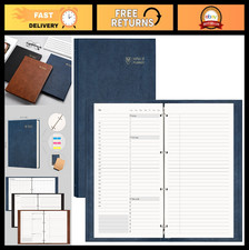 Undated Daily Planner A4 9.2" x 12" - 240 Pages, Ring Binder, Leather Notebook,