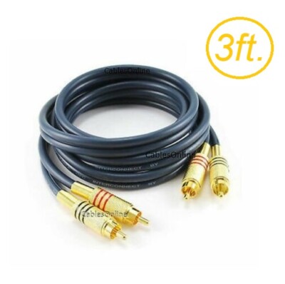 3ft 2-RCA to 2-RCA Gold-Plated Male to Male DJ/Mixer/Stereo System Audio Cable