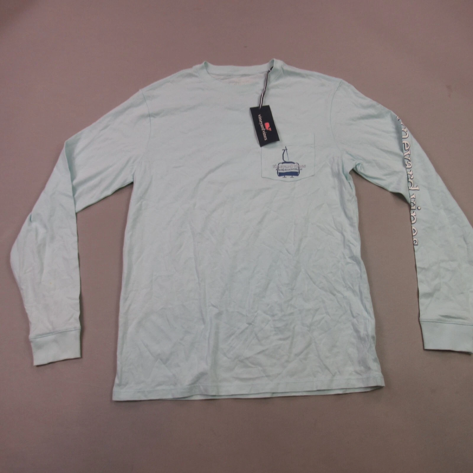 Vineyard Vines Shirt Men Small Long Sleeve Crew Neck Ski Pocket Lightweight