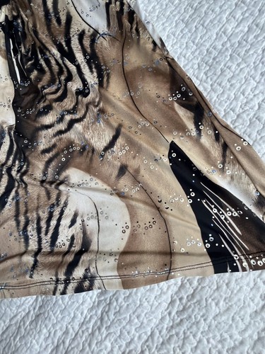 VINTAGE DressBarn USA Sleeveless 1X Blouse Beaded Sequined Animal Print Y2K WOW - Picture 13 of 17