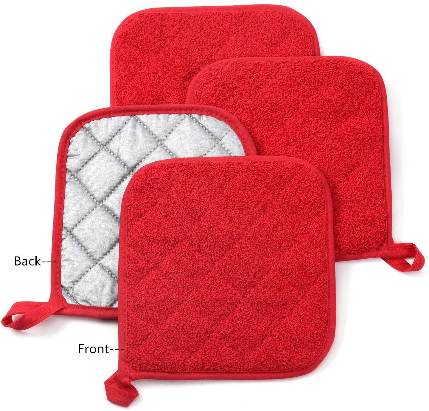6-Pack Potholders Cotton Kitchen Everyday Basic Terry Heat Resistant Pot Holder