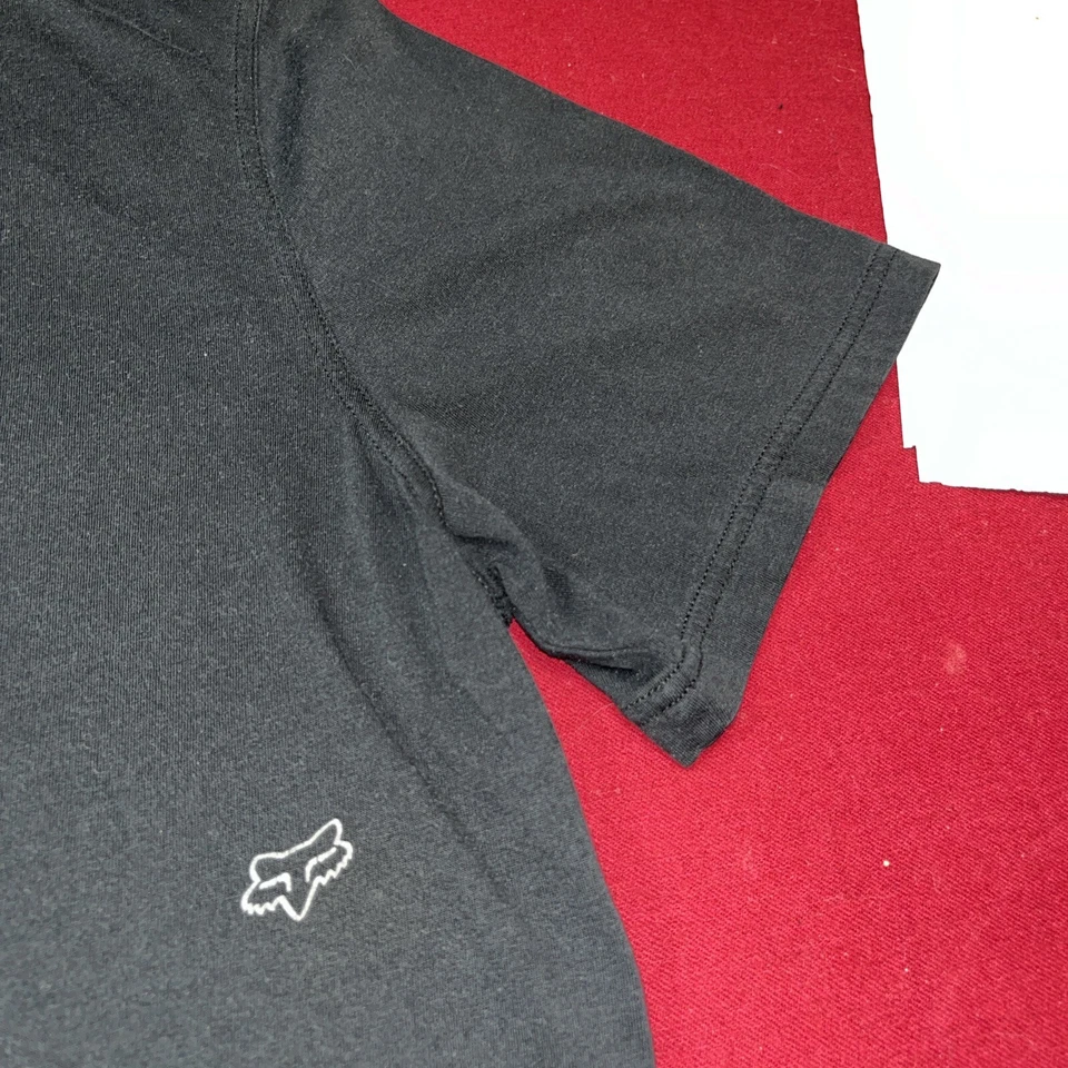 Camiseta XL Fox Racing Calce Ajustado Negra Rayas Traseras HENLEY Manga Corta Gris Logo Foto 3 de 4