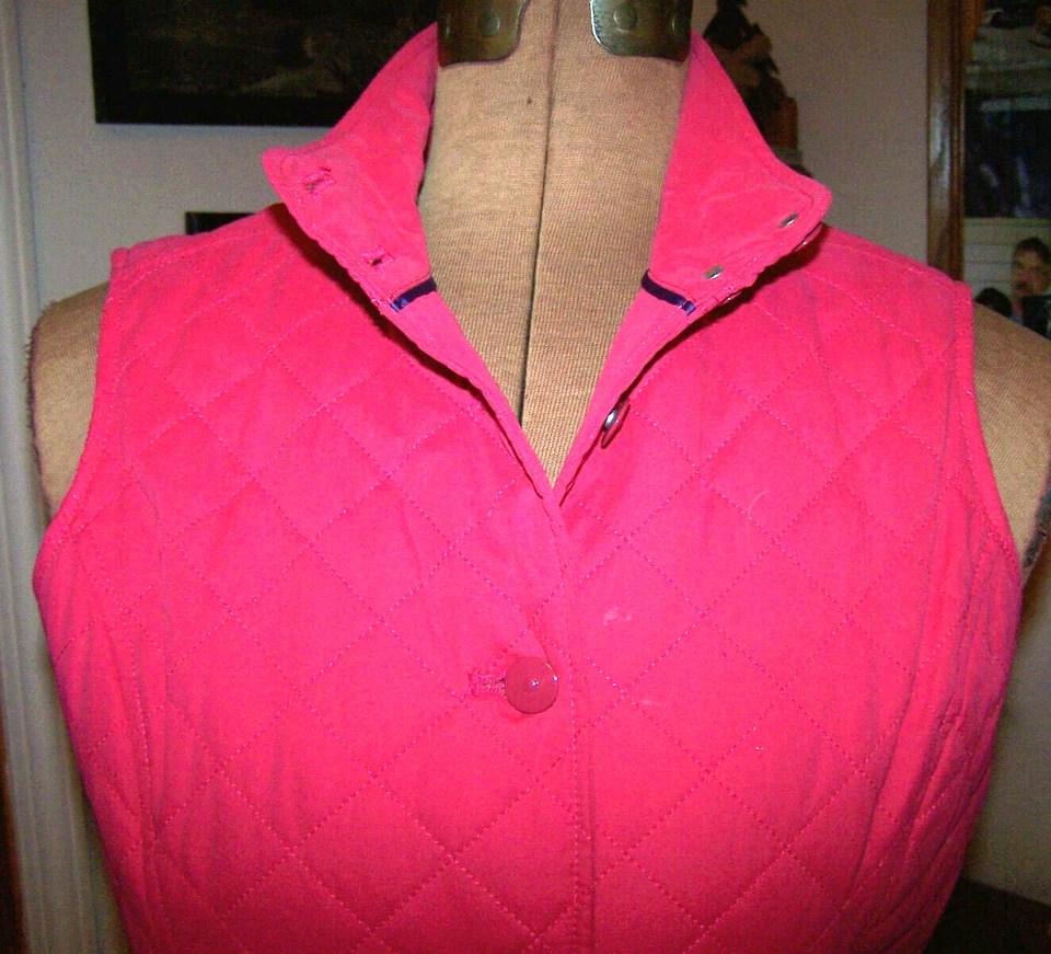 Chaleco LIZ CLAIBORNE Impactante Mezcla Rosa FORRADO ACOLCHADO Botón SIN MANGAS/Talla S Foto 4 de 4