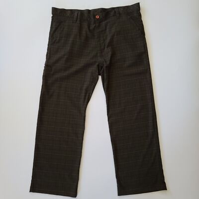 Prana Plaid Straight Leg Golf Pants Chocolate Brown 38 Active Athleisure Outdoor