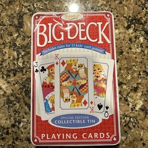 LARGE PLAYING CARDS BIG SIZE DECK CARD GAMES 4 3/4" X  7” With Game Instructions