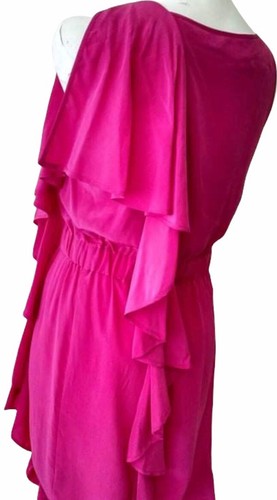 Cynthia Steffe Dress Sleeveless Cascading Ruffle Drape Silk Pink 10 New - 第 10/10 張圖片
