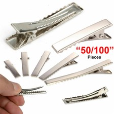 Lot Flat Metal Single Prong Alligator Hairpin Clip Base DIY Crafts Hair Clips
