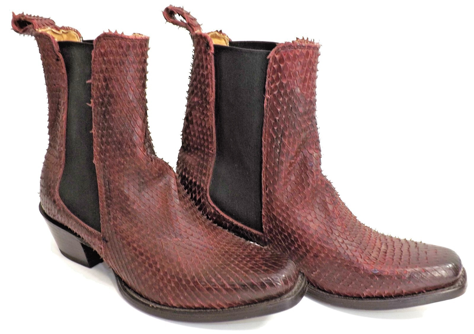 Stetson Python Snakeskin Print Chelsea Boots - Me… - image 1