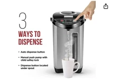 Chefman Electric Hot Water Pot w/Auto & Manual Dispense Buttons, Safe Lock, NIB