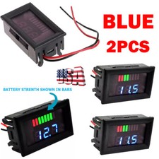 2x 12V-60V Blue Marine Motorcycle Digital Voltmeter Voltage Meter Battery Gauge