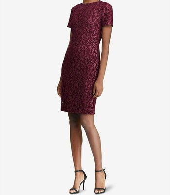 macy's burgundy lace dress