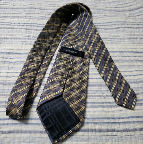 Burberry London Cream/Blue Plaid Tie - Picture 2 of 6
