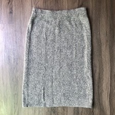 Vintage Angora Silk Knit Skirt Size S Grey Pencil Pull On Retro Academia Mad Men