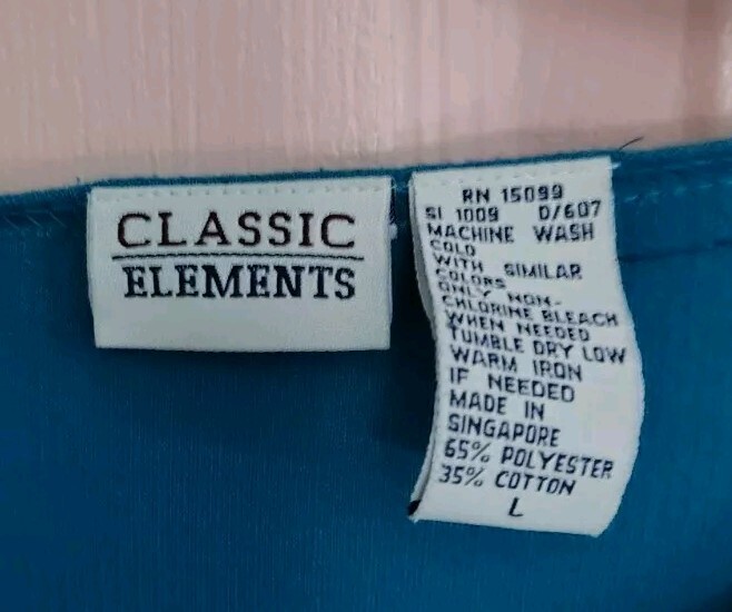 Classic Elements Blue Large Cotton - Polyester 3/… - image 3