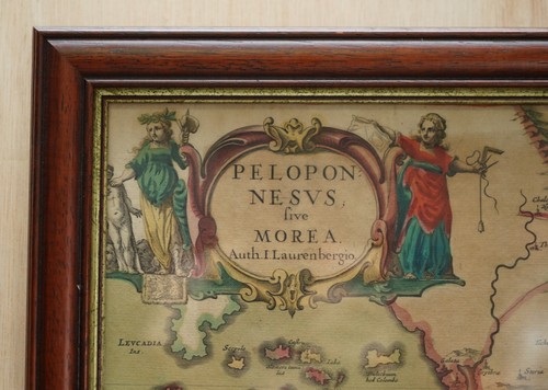 GREECE 1660 JAN JANSSON WATERCOLOUR MAP PELOPONESUS SIVE MOREA I LAURENBERGIO - Picture 3 of 11