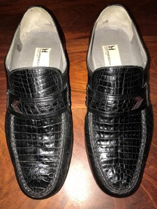 black croc loafers