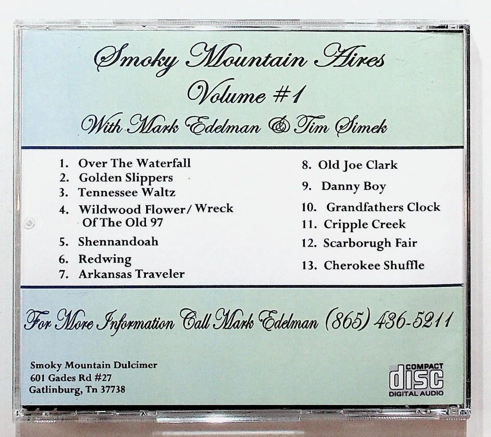 Smoky Mountain Aires Vol 1 Mark Edelman Dulcimer CD Gatlinburg TN Foto 2 de 3