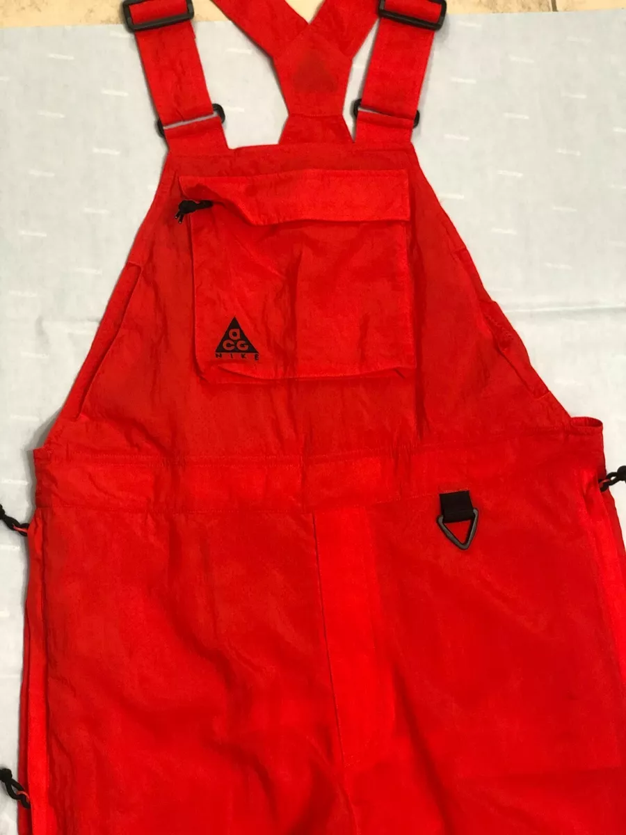 Nike ACG Men's Size M Woven Overalls Nylon Bib Red CD7630-634