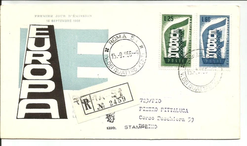 Envelope FDC Venetia Europa 1956. Recommended