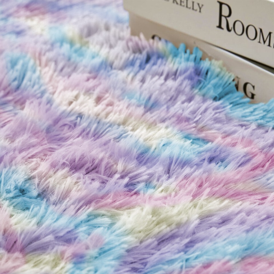 Fluffy Rugs Large Shaggy Rug Bedroom Living Room Anti Slip Soft Carpet ...