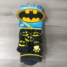 DC Comics Batman Socks Black Yellow Highlights 1 Pair Human Crews 4 Doggy Socks