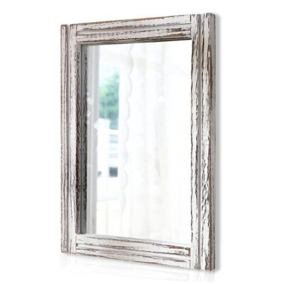 Rustic Mirror Wood Framed Wall Mirror 20''x16'' Rectangle Decorative Bedroom Ba...