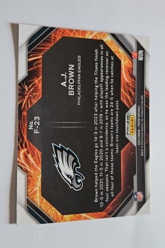 2023 Panini Prizm Fireworks Green ICE Prizm A.J. Brown #F-23 rare ssp - Picture 3 of 3