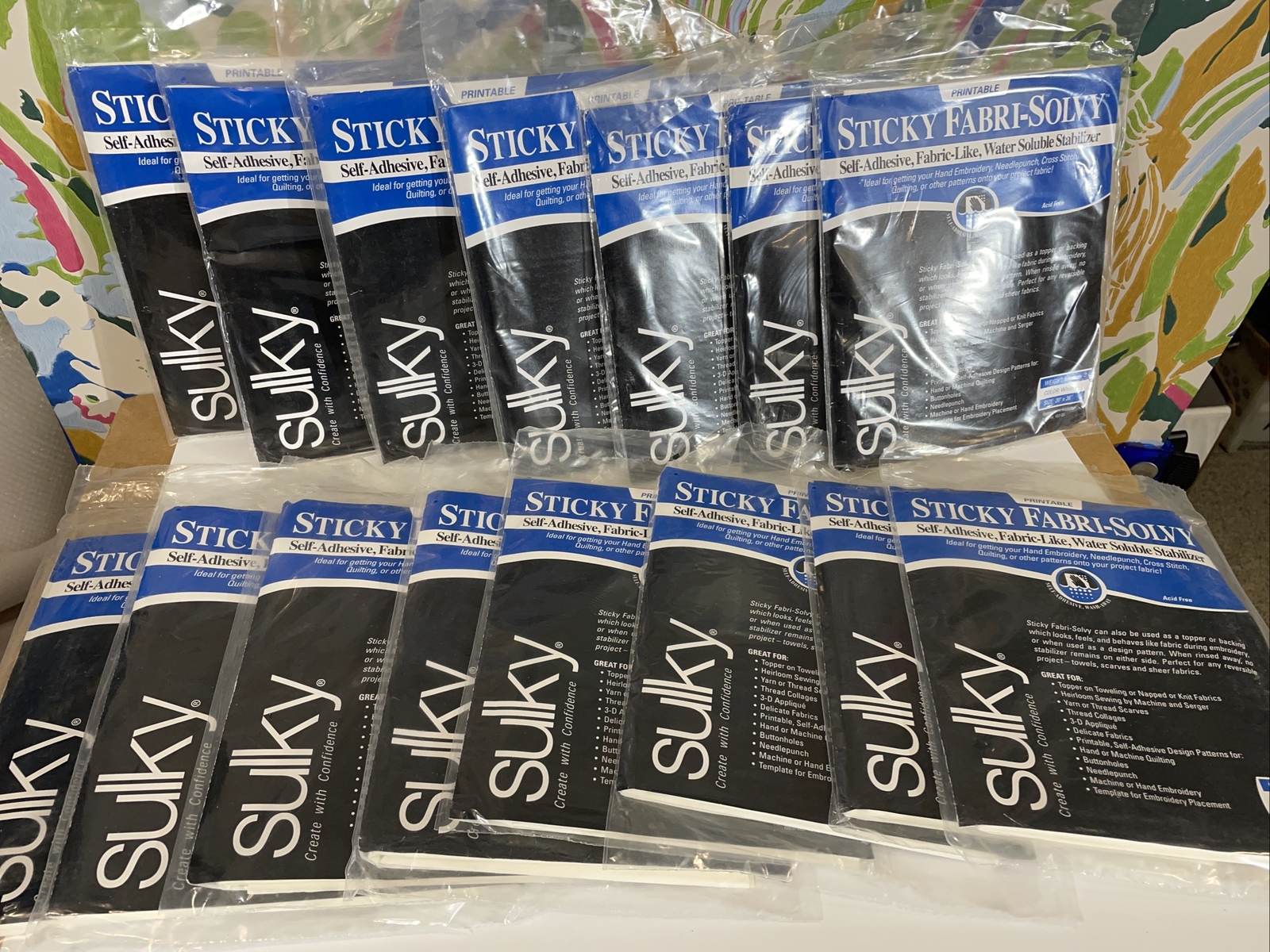 LOT OF 15 PACKS Sulky Sticky Fabri-Solvy Water Soluble Stabilizer 20"  X 36" NEW | eBay