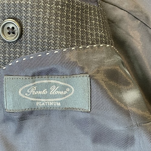 Pronto Uomo Platinum 44R Navy Blue Check 100% Wool Blazer Suit Jacket Sport Coat - Picture 4 of 12