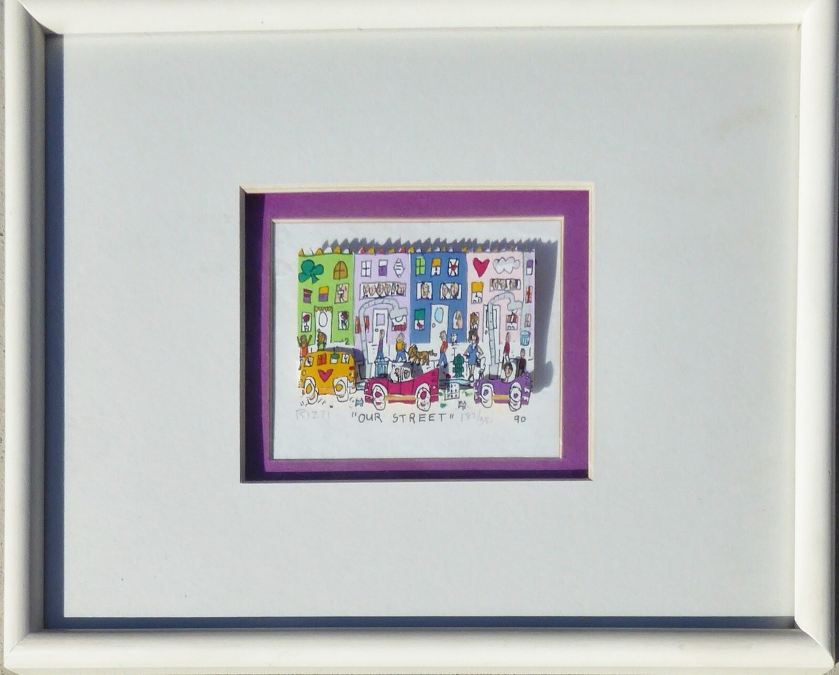 James Rizzi OUR STREET Hand Signed 3D Graphic Sculpture 1990